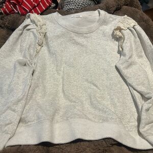 Blu Pepper Cream Sweatshirt with Lace Accents